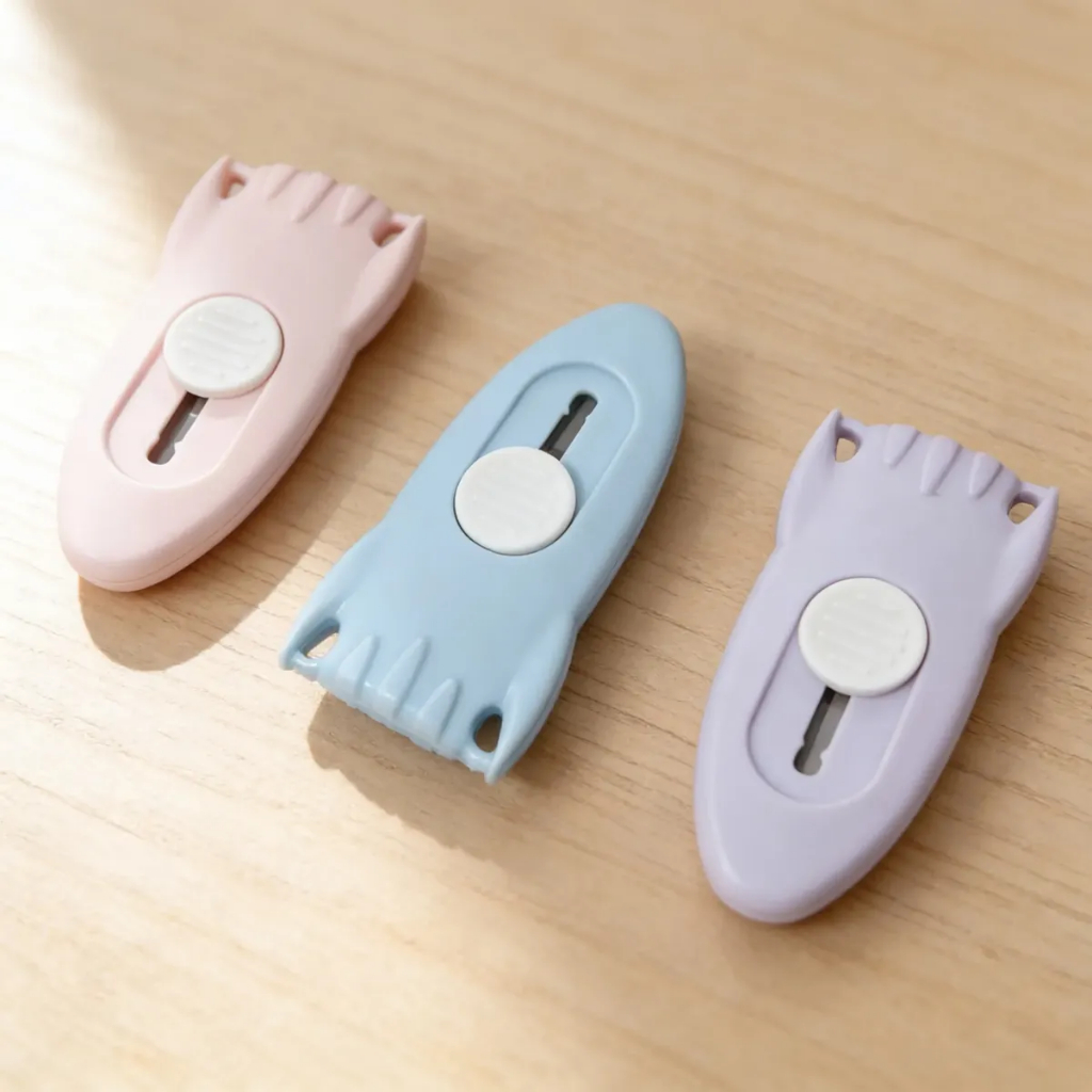 Mini Estilete Retrátil Papelaria Fofa Escolar Artesanato Kit Cores Sortidas