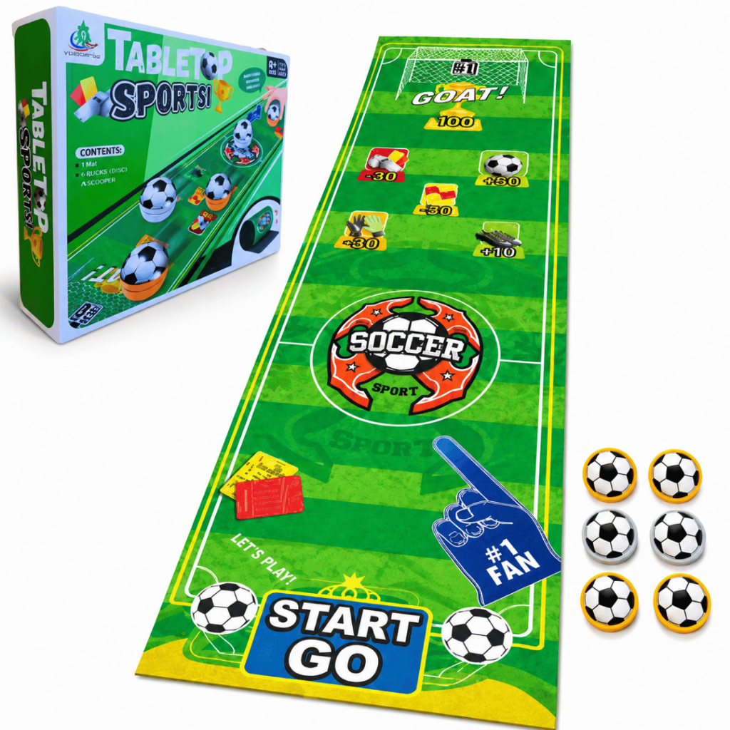 Jogo Futebol Mesa Infantil Discos Tapete Brinquedo Diversão Família Pontuação Interativo