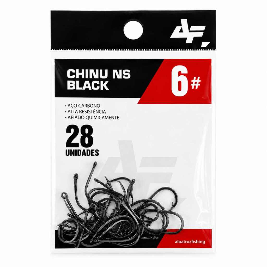 Anzol para pesca chinu 6  albatroz pesqueiro tambaqui tilapia cartela 28 unidades anteninha