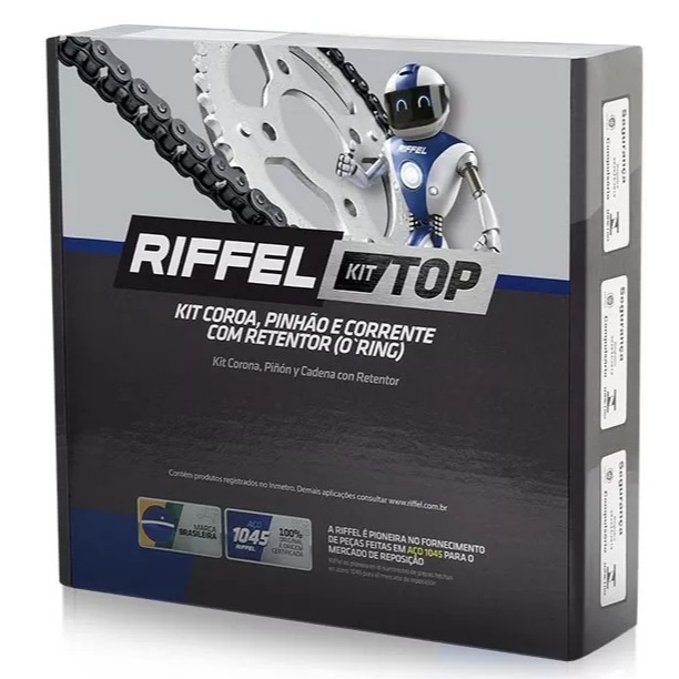 KIT RELACAO TRANSMISSAO RIFFEL FAZER 250 2018 A 2025 COM RETENTOR TOP (1045)