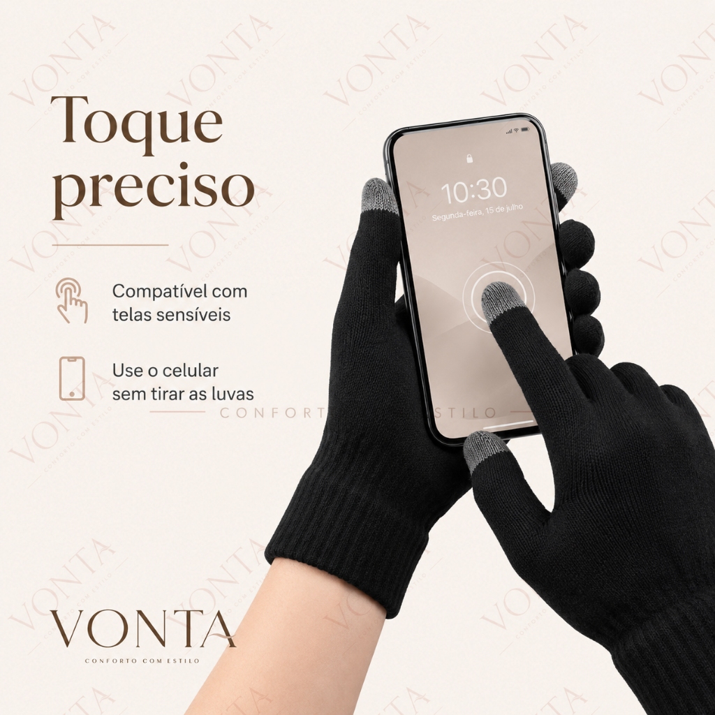 Luva Touch Screen de Inverno Unissex Térmica Quentinha para Celular Frio Moto Bike Trabalho