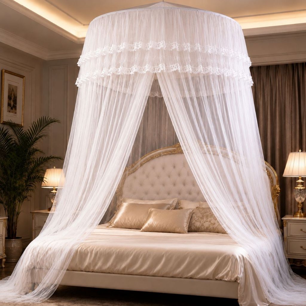 Mosquiteiro Indiano de Teto Casal Gigante Box/queen/king Com Abertura Lateral 14 Metros Oferta Relampago