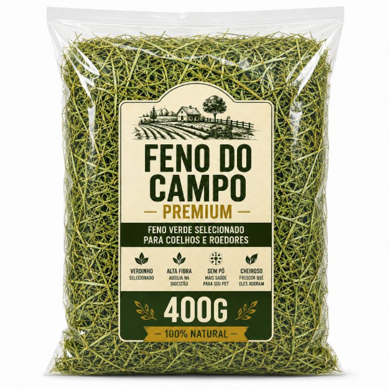 Feno Solto Natural Premium 400g P/ Coelho Hamster Porquinho da Índia Chinchila