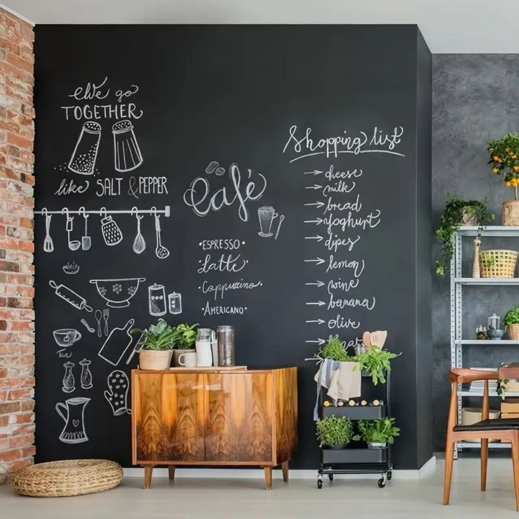 Papel de Parede Adesivo Lousa Escolar Infantil Verde e Preto Rolo 5m 10m Quadro Negro Giz