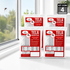 Kit 4 Tela Mosquiteira Janela Velcro Ajustável Anti Insetos