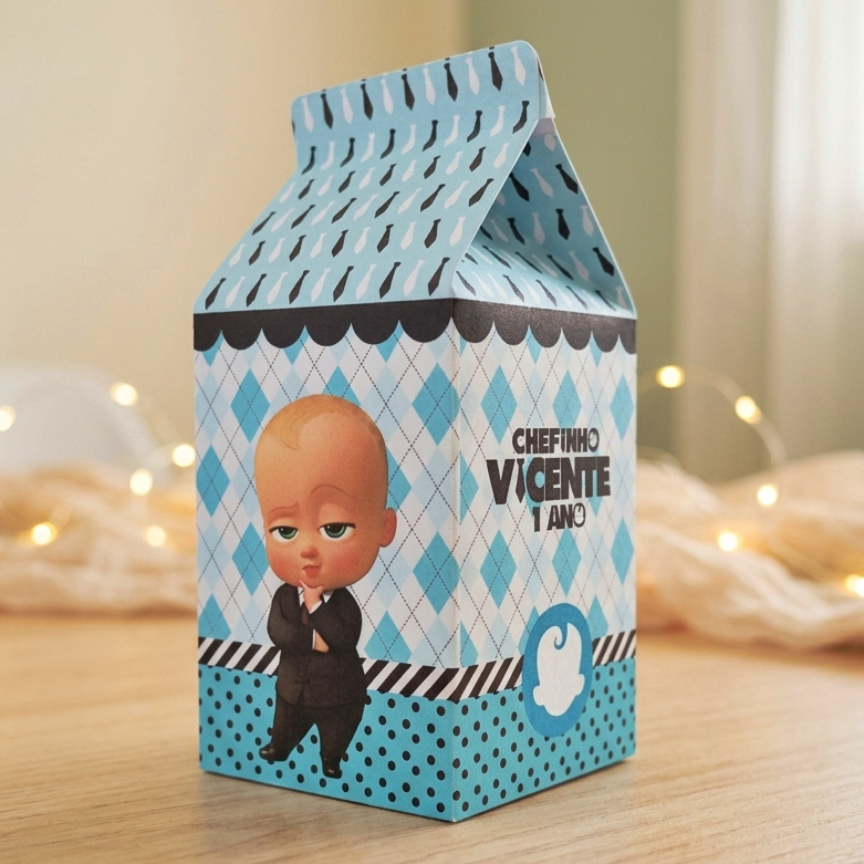 Caixa Milk O Poderoso Chefinho | Caixinhas Personalizadas Kit Festa Aniversário Lembrancinhas Mimos