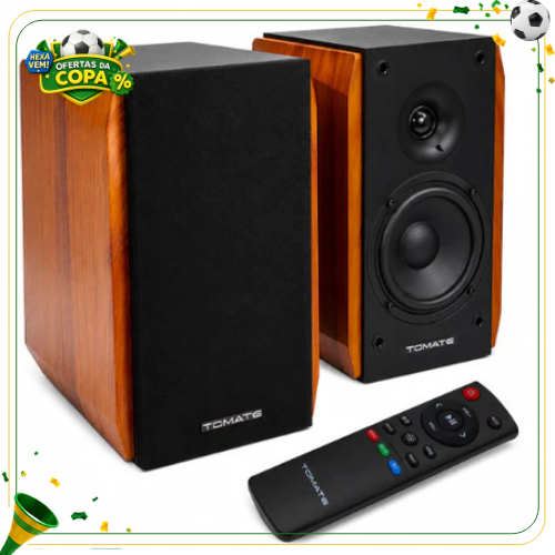 Caixa De Som Bluetooth 110W RMS HDMI ARC Óptica Madeira MDF Controle Remoto Som Premium TV PC