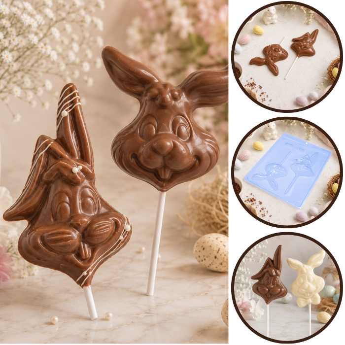 1~10 Forma Simples Pirulito Coelho 14 - (L8) em Acetato BWB Para Bombom e Doces de Chocolate Páscoa(CHOCO)