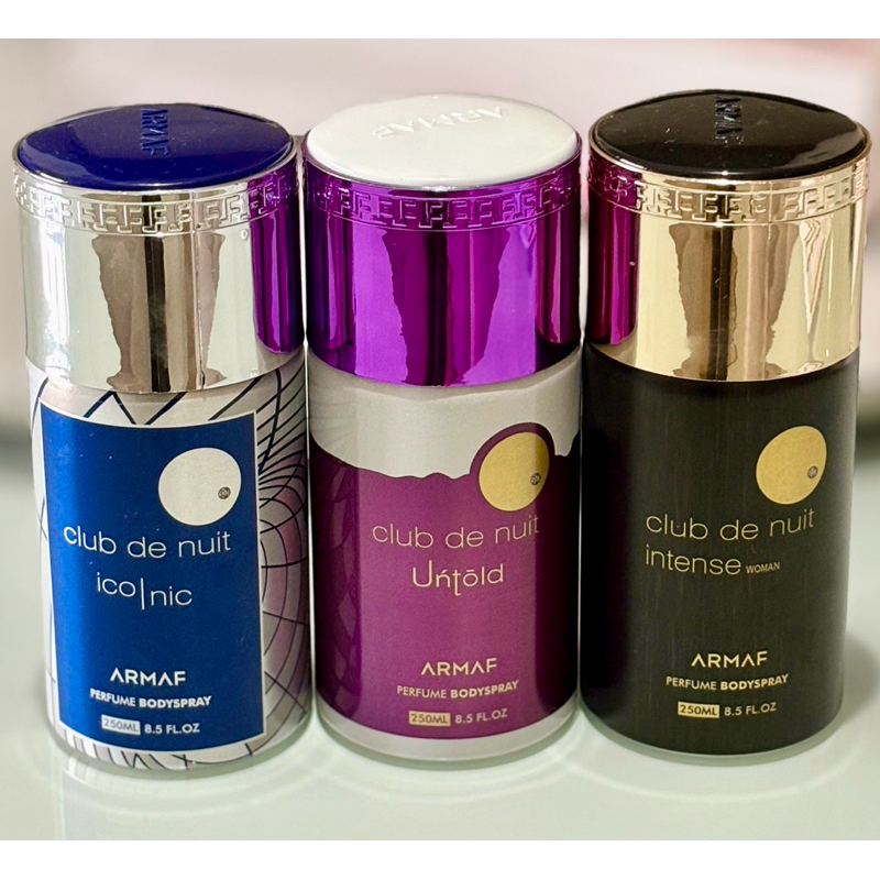 Body Spray Árabe Club de Nuit Armaf - Untold, Iconic e Intense Woman (Body Spray 250ml) Originais- Escolha a opção.