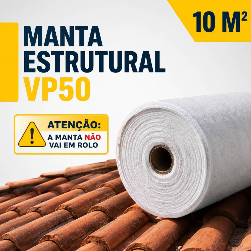 Manta Tipo Bidim Vp50 10mt Controle Térmico Impermeabiliza Telhados Lajes Telhas
