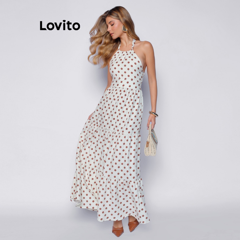 Lovito Vestido Longo Poa Moda Bolinhas Elegante de Poá Feminino Moda BRDRB1334BRL1364 · foto 2
