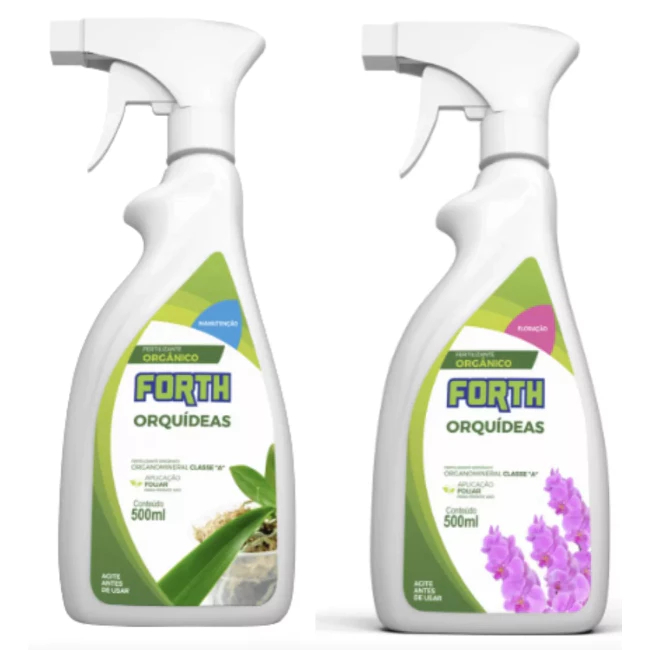 kit adubo fertilizante orquídeas pronto uso manutenção + floração 500 ml forth jardim kit