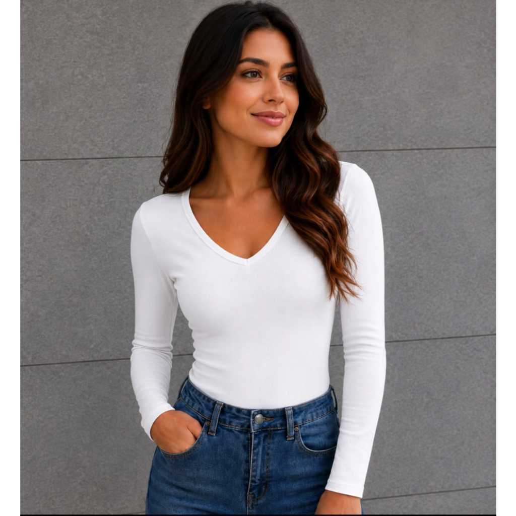 Blusa Feminina Gola V Segunda Pele Suplex Premium P ao GG
