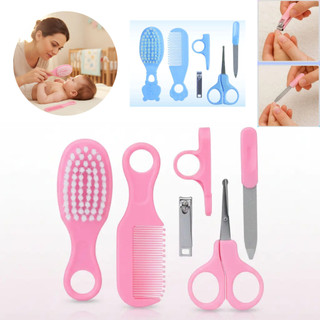 Kit Cuidados Infantil Higiene Bebes 6 pçs Recem Nascido Escova Macia e Cortador d Unha Menino Menina