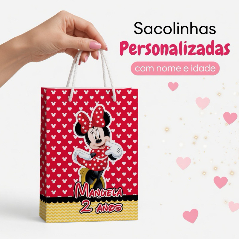 Sacolinhas Personalizadas para festa Minnie Vermelha  - Mimos de festa infantil - Lembrancinha infantil