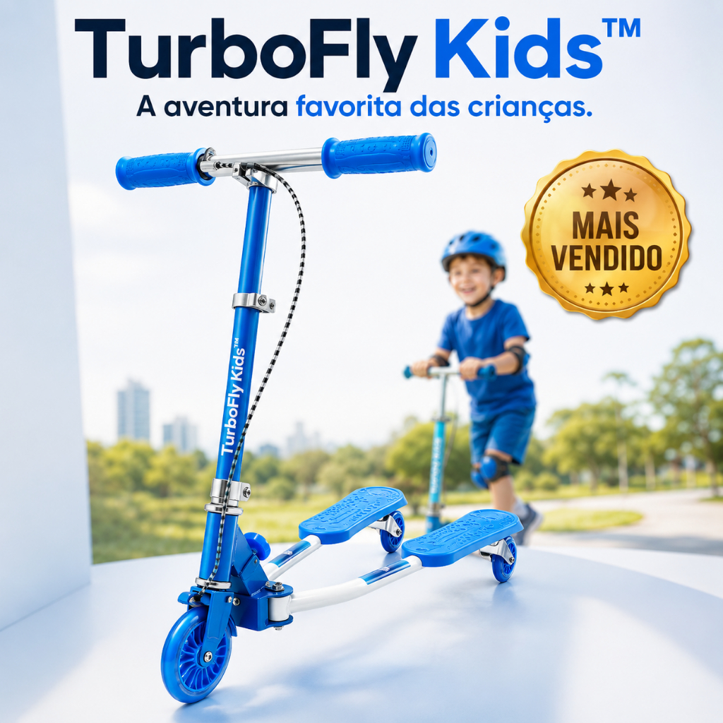 Patinete Infantil Dobrável Ajustável Azul 3 Rodas Seguro Portátil Resistente Para Crianças