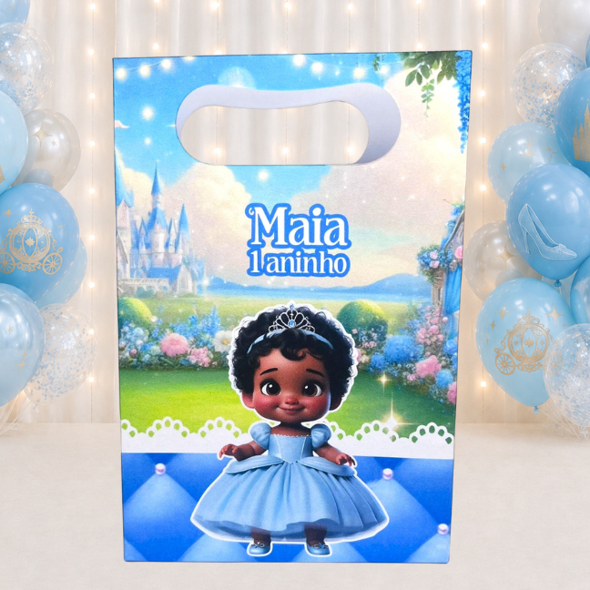 SACOLINHA PERSONALIZADA PARA LEMBRANCINHAS PRINCESA CINDERELA PRETA BABY | SACOLA PERSONALIZADA