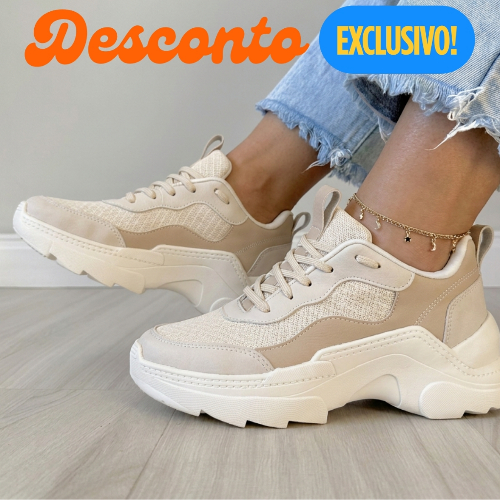 Tênis Feminino Sneaker Plataforma Confortável Tratorado Estiloso Alta Durabilidade