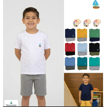Roupa Infantil Masculina Kit 2 Conjuntos Verão Camiseta E Bermuda Atacado
