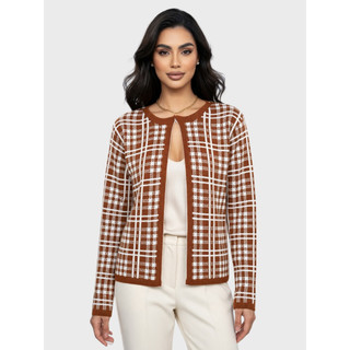 Casaquinho Feminino Xadrez Casaco Feminino Manga Longa Blusa Feminina Casaco Lã Batida Feminino