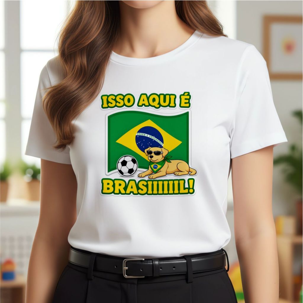 Tshirt BRANCA Blusa feminina , ISSO AQUI É BRASIL, COPA DO MUNDO 2026, CARAMELO , BRASIL, CAMISETA  UNISSEX, PLUS SIZEE