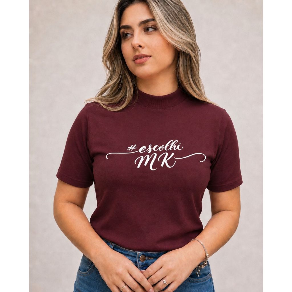100% algodão T-Shirt Meia Gola | Estampa Inspiring Beauty + Marca OU Escolhi + Marca | para Consultoras
