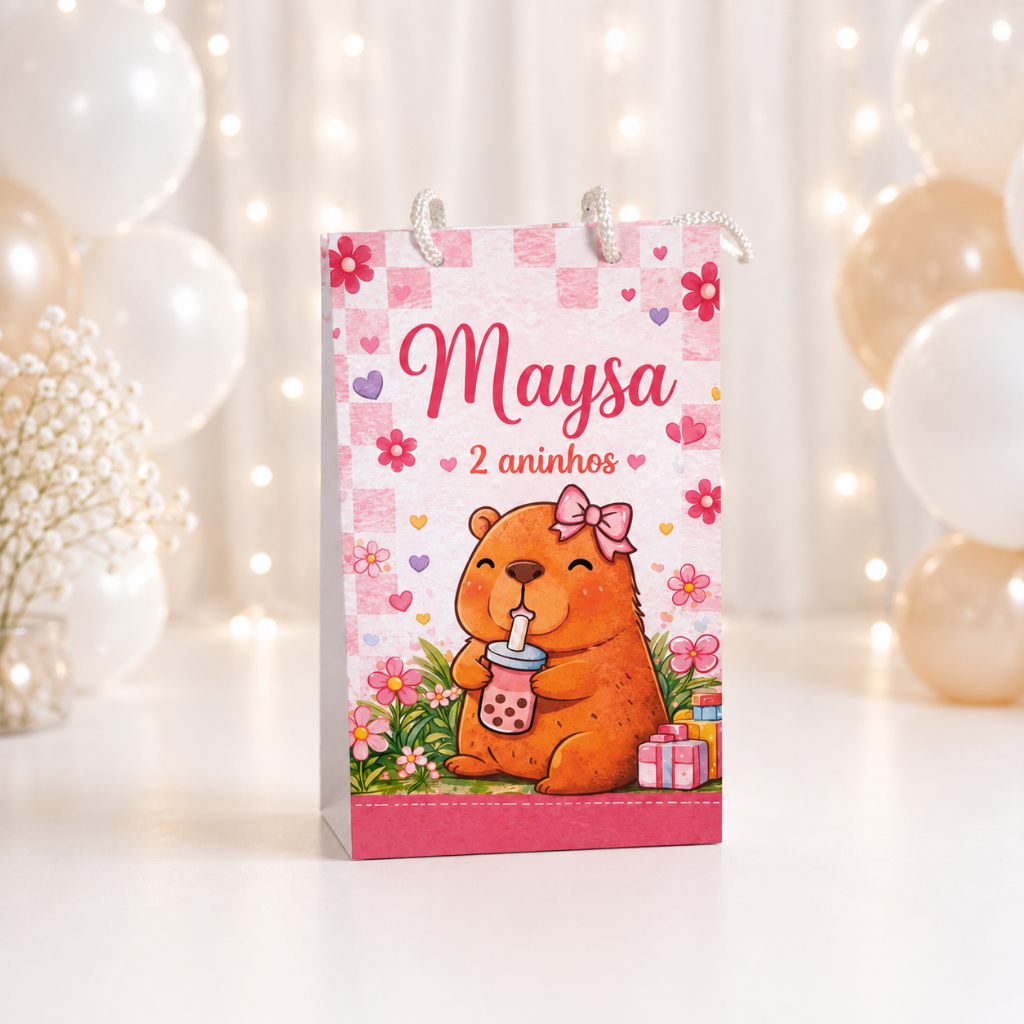 Sacolinha P CAPIVARA, CAPIVARA BA= Personalizados /Lembrancinha de Festa /Aniversário - SACOLINHA SURPRESA- PEGUE E MONT