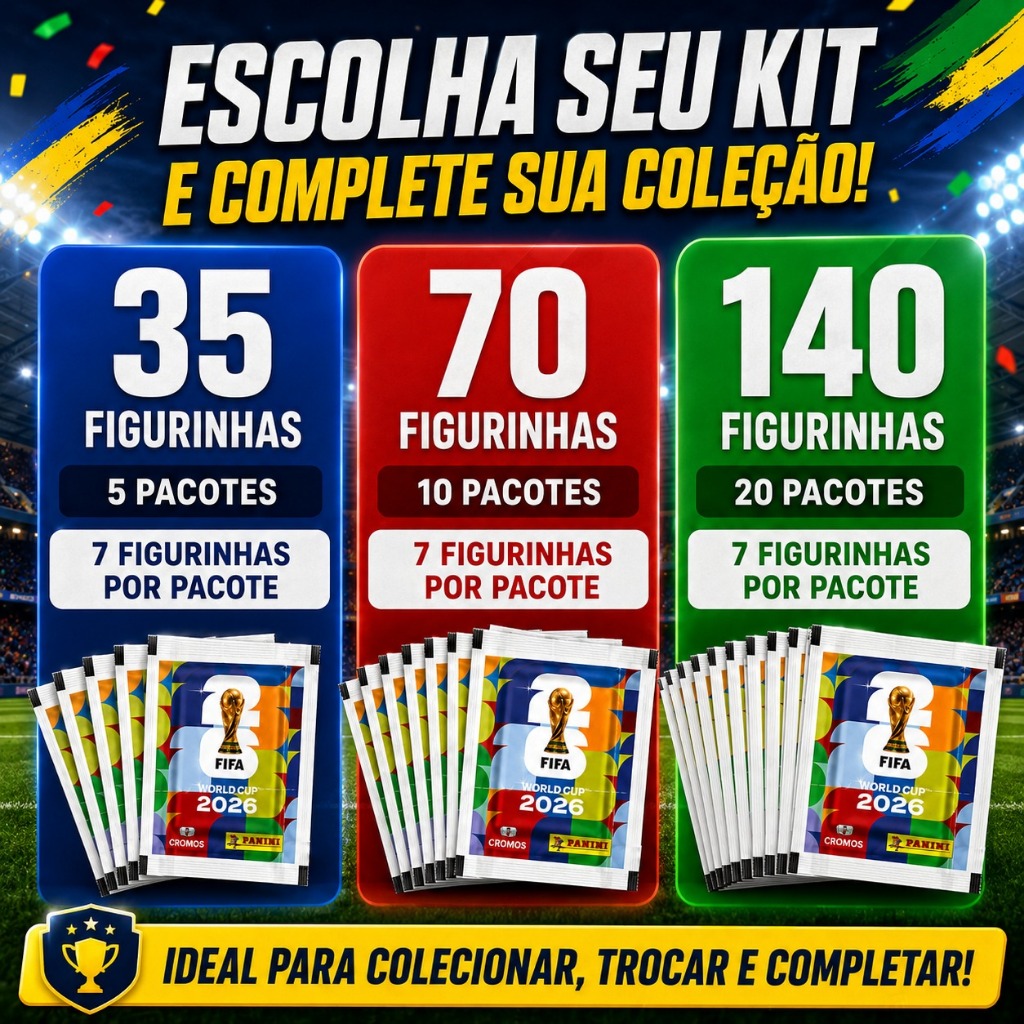 Kit Figurinhas Copa Do Mundo 2026 Panini Original Oficial Lacrado 35 70 140 Figurinhas Pacotes Álbum FIFA World Cup