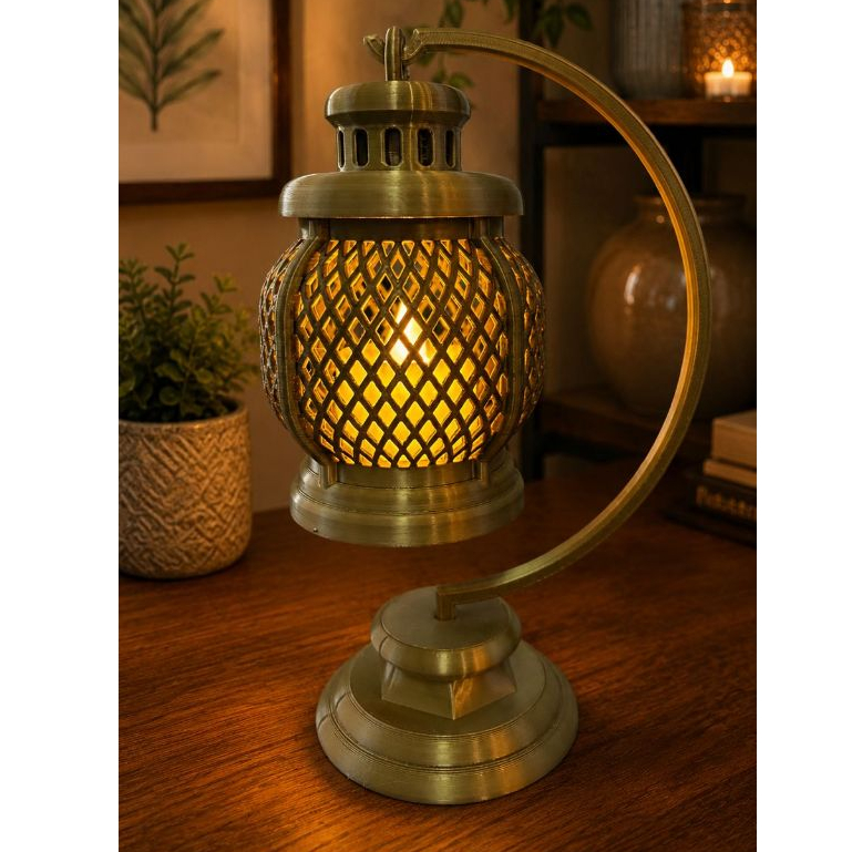 Kit Mini Lampião Decorativo com Suporte + Vela LED | Luz Quente Aconchegante para Sala e Quarto