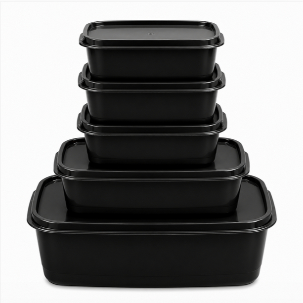 Kit 5 Potes Retangulares Herméticos (3500ml + 1150ml + 3x450ml) | Organização Cozinha Alimentos Mantimentos