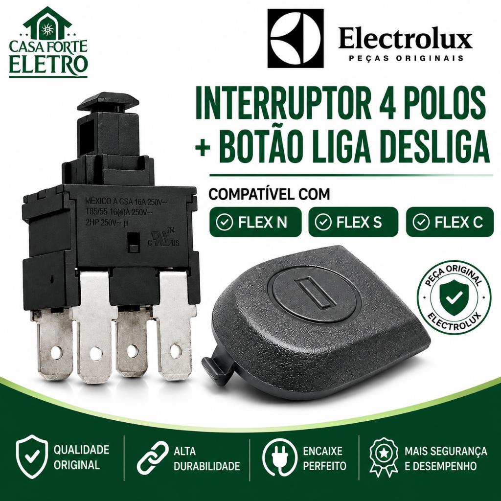 Botão + Interruptor Liga Desliga Aspirador Electrolux Flex S FLEX N FLEX C FLEX G