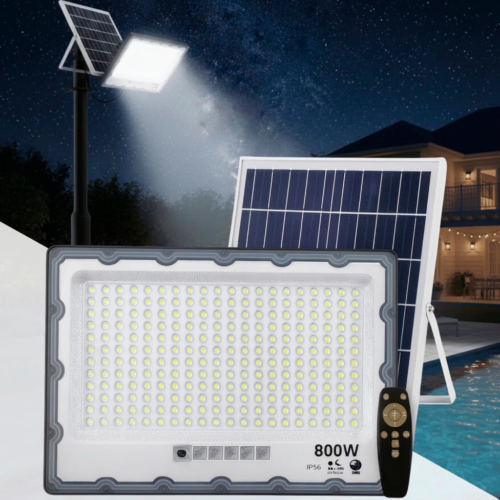 Refletor 800w Solar ligth com bateria Holofote LED branco frio Placa Solar Iluminação área externa