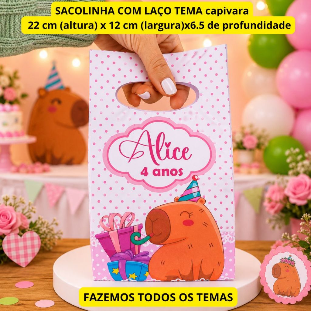 Sacolinhas Personalizadas CAPIVARA (PEGUE E E MONTE)   Lembrancinha Aniversário, Festa Personalizadas.