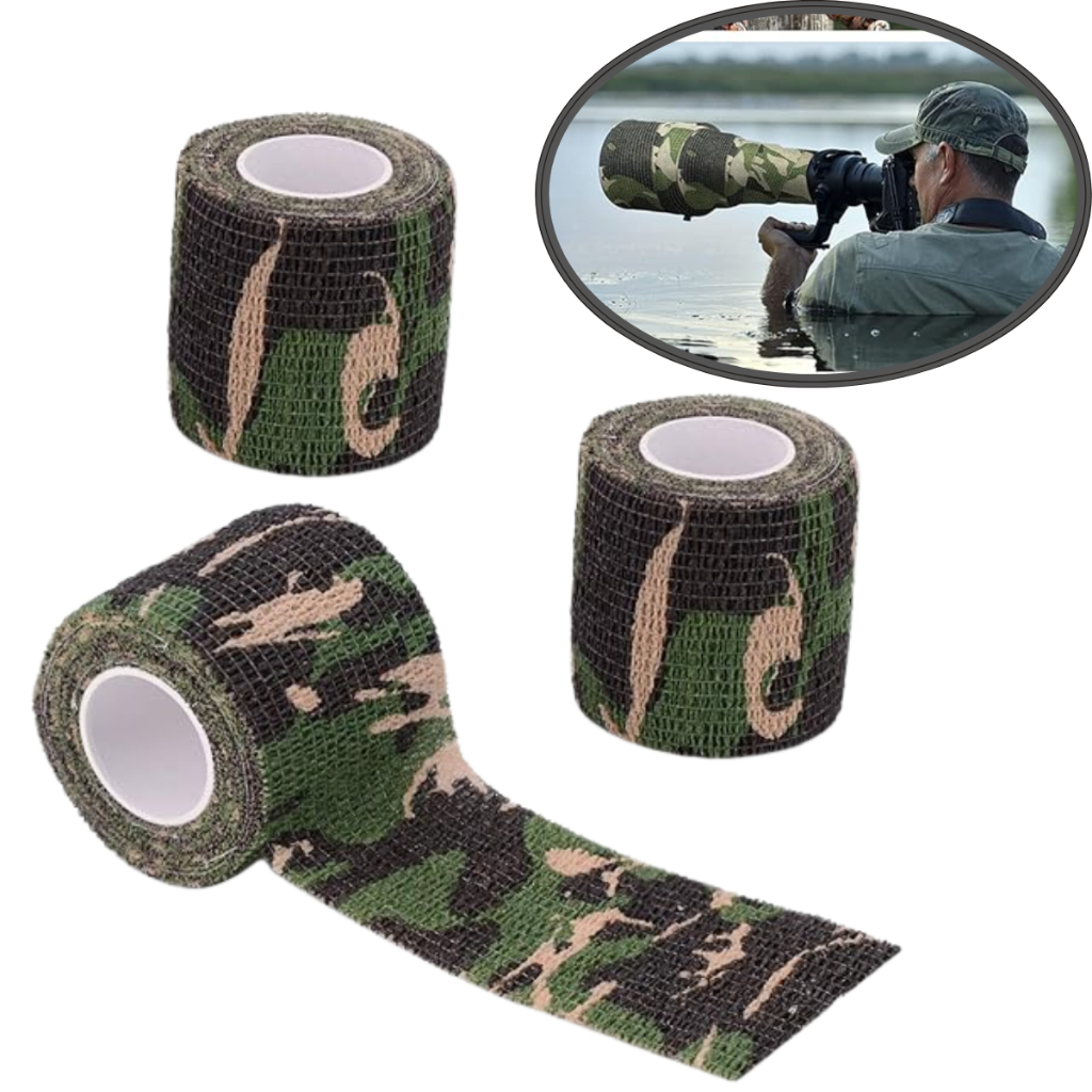 Kit 3 Rolo Bandagem Coesiva 5cm x 4,5m Elástica Compressiva Treino Autoadesiva Airsoft Camuflagem