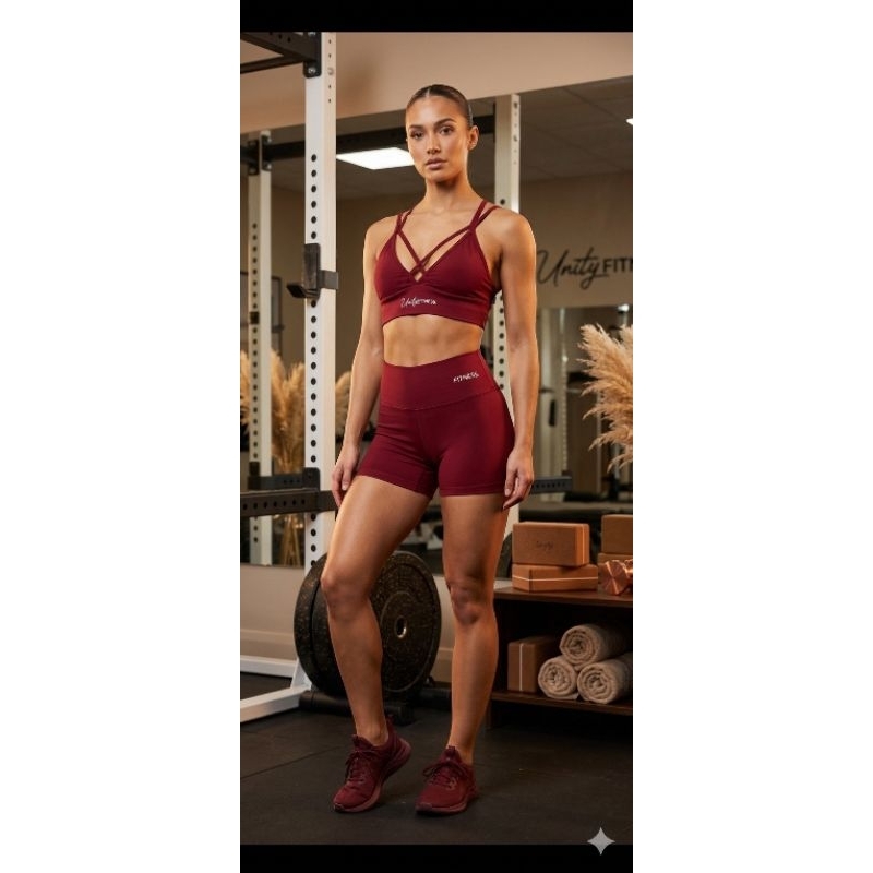 Conjunto fitness treino/academia confortável zero transparência top e shorts