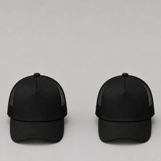 KIT COM 2 BONE ESPUMADO LISO TRUCKER TELA ABA CUVA PARA PERSONALIZAÇÃO