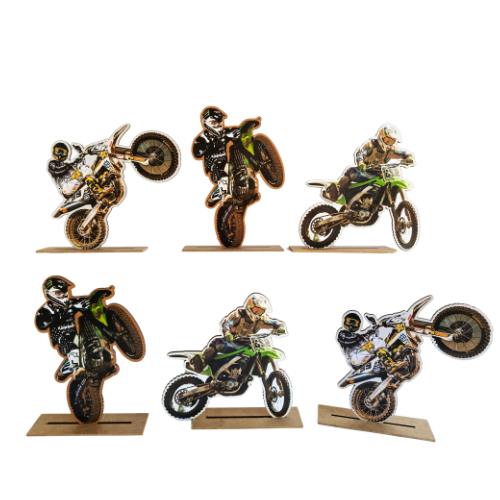 Display de Mesa Kit 6 Peças Para Festa Motocross MDF
