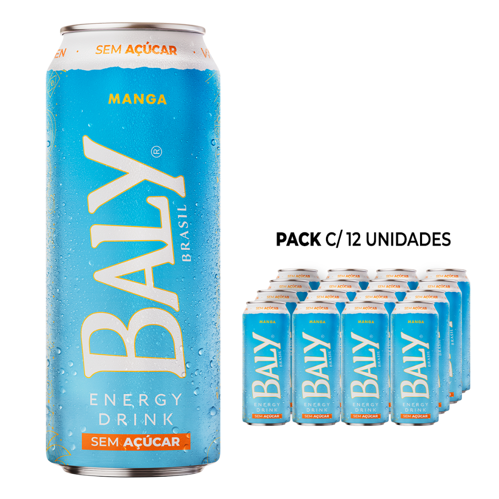 Pack Energético Baly Energy Drink Manga S/Açúcar473ml