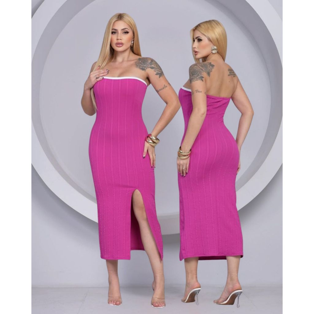 Vestido Tomara que caia Feminino elegante mais vendido Abertura na Frente Empina bumbum