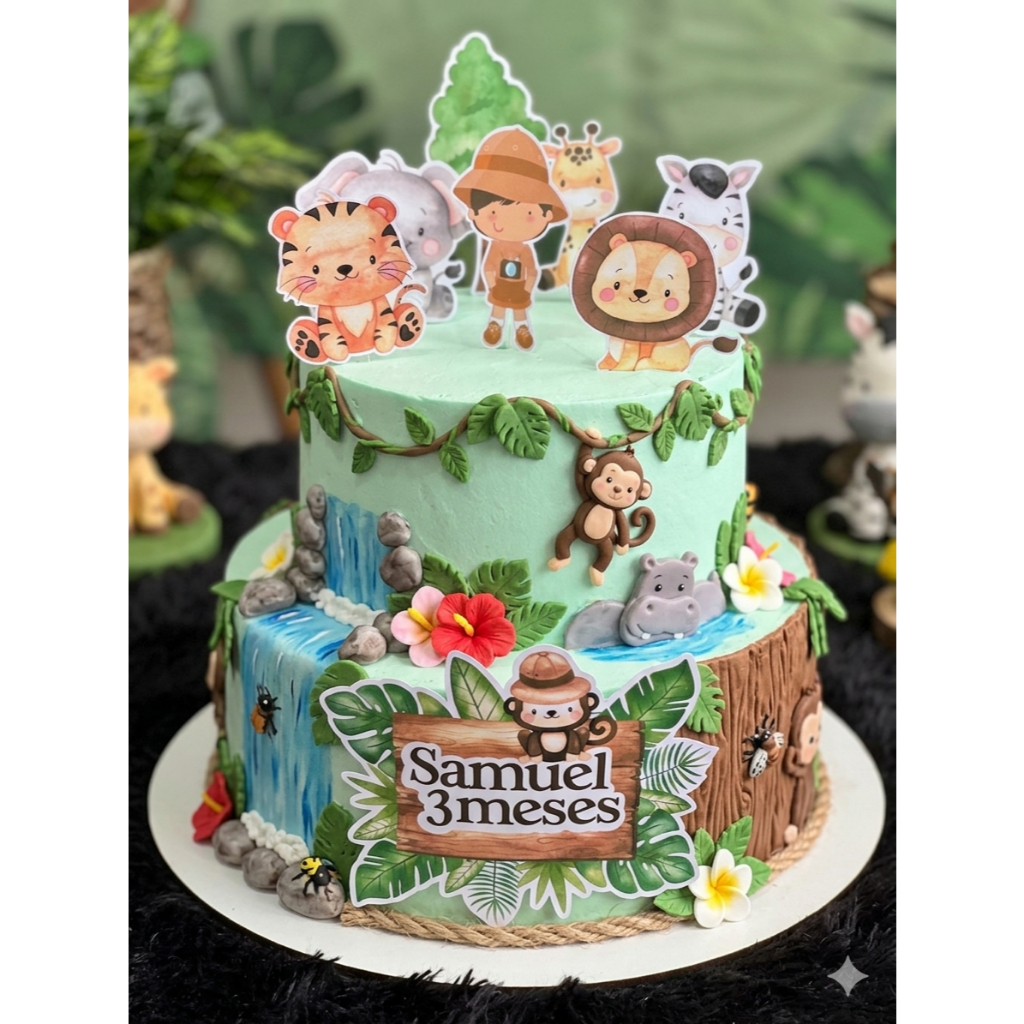 Topo de bolo Safari - topper -  personalizado - mêsversário - festa infantil -  lembrancinhas -  aniversário - decoração