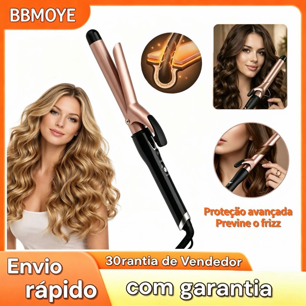 ￼Modelador de Cachos BabyLiss Cerâmica Profissional Cachos Grandes e Pequenos Aquecimento Rápido BBMOYE