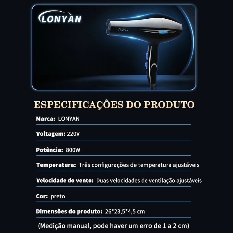 Secador de Cabelo Profissional 800W — foto 9