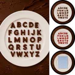 1~10 Forma Simples Alfabeto Pequeno708-(E4) em Acetato BWB Para Bombom e Doces de Chocolate e Confeitaria (CHOCO)