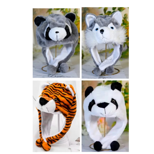 TOUCA INFANTIL MENINO DE ANIMAIS ZOO PELUCIADA / GORRO DE PELUCIA INFANTIL VARIOS ANIMAIS