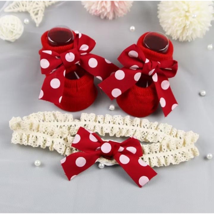 2 Pçs / Meias Bebê RecémNascido Arco Meias Menina Macio Elástico Headband Infantil