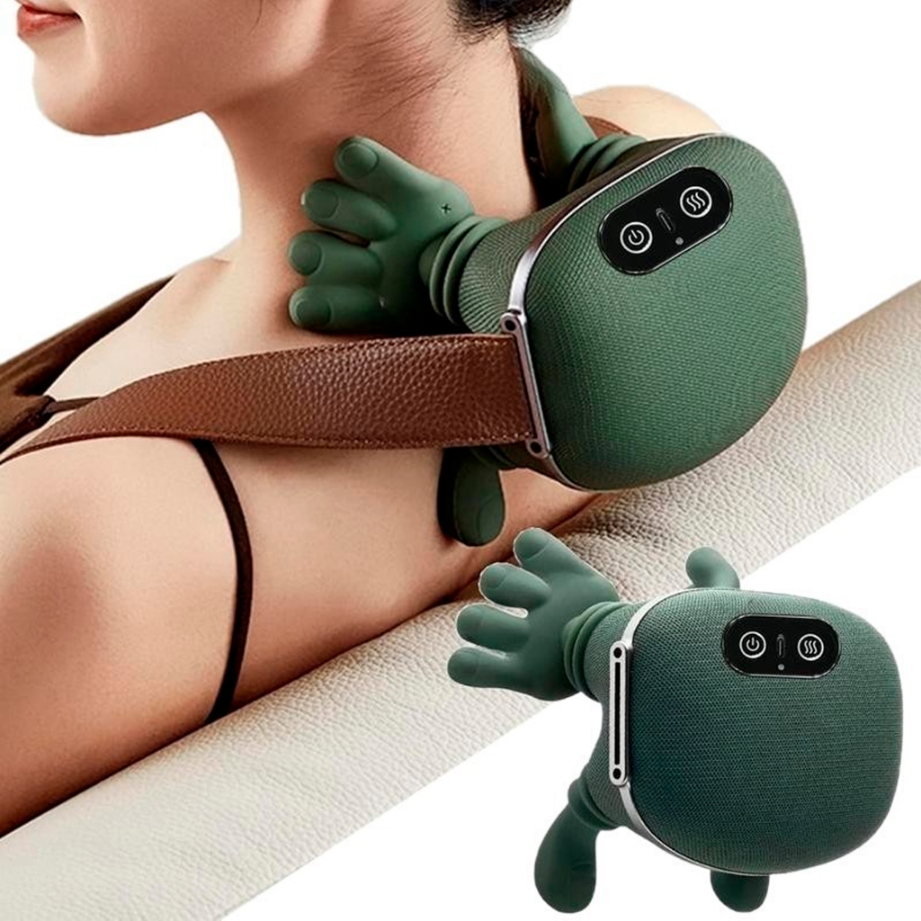 Massageador Elétrico Portátil Pescoço Calmante Intensidade 3 Velocidades + Aquecimento Infravermelho