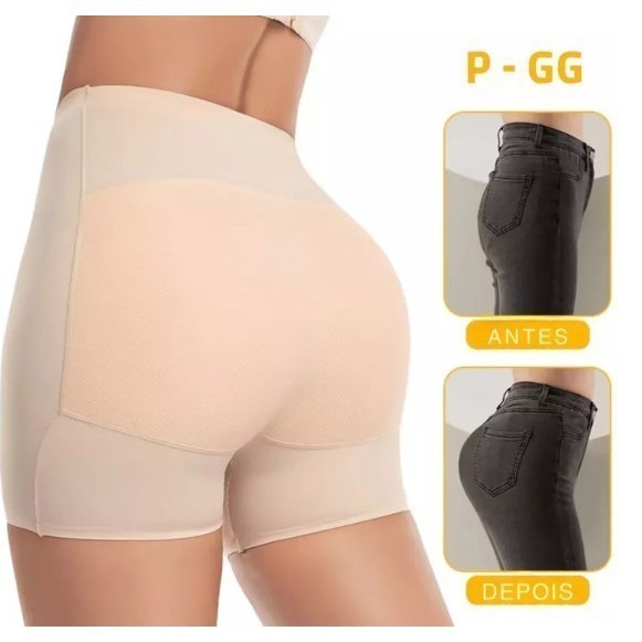 Calcinha Short Cintura Alta Com Enchimento Levanta Bumbum Modela Barriga