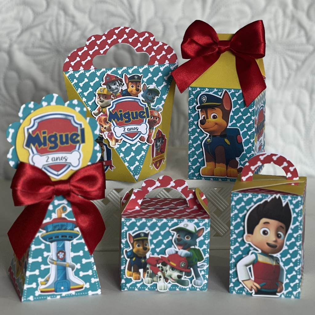 PEGUE E MONTE|Kit Festa Personalizado| PATRULHA CANINA | Caixinhas Lembrancinha para Aniversário - SEMIMONTADAS