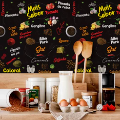 Papel de Parede Adesivo Decoração Cozinha Restaurante Temperos