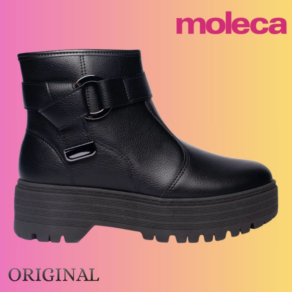 Bota Feminina Moleca Original Coturno Cano Medio Confortavel  Tratorada